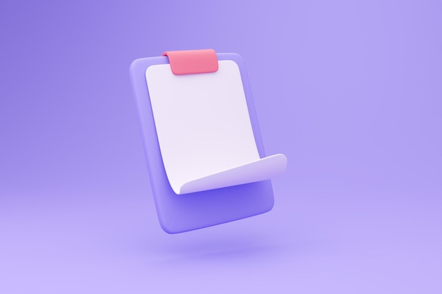 3d report paper clipboard note paper for checklist notes 3d illustration