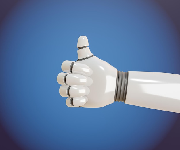 3d robot hand gestures thumb up your finger cartoon style for presentations advertisements