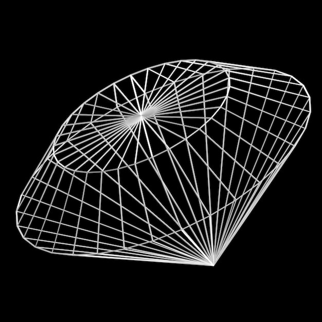 3d wireframe outline polygon diamond gem shape