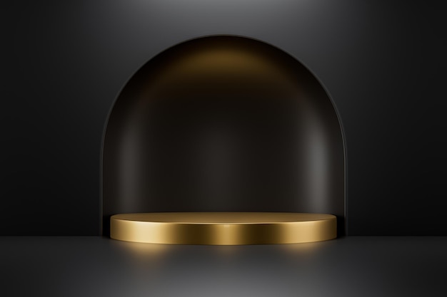 a black fireplace with a gold frame and a black background