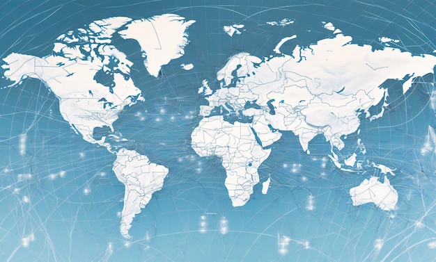 A blue and white background with a business map on it