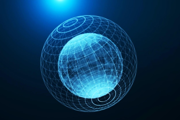 A blue sphere with a grid of lines and lines