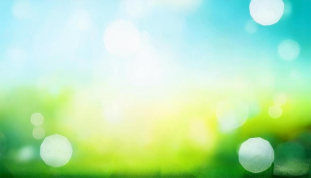 a blurred image of a green field with a blue and yellow background