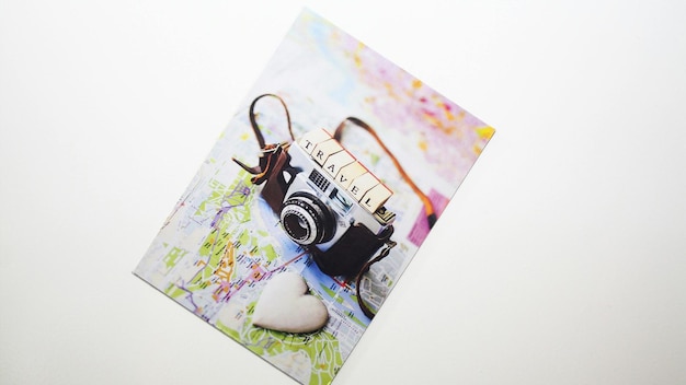 a camera with a picture of a map of the world on it