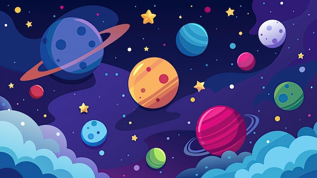 a cartoon of planets and the star system