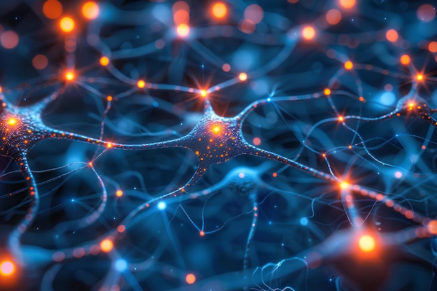 A close up of a bunch of neurons