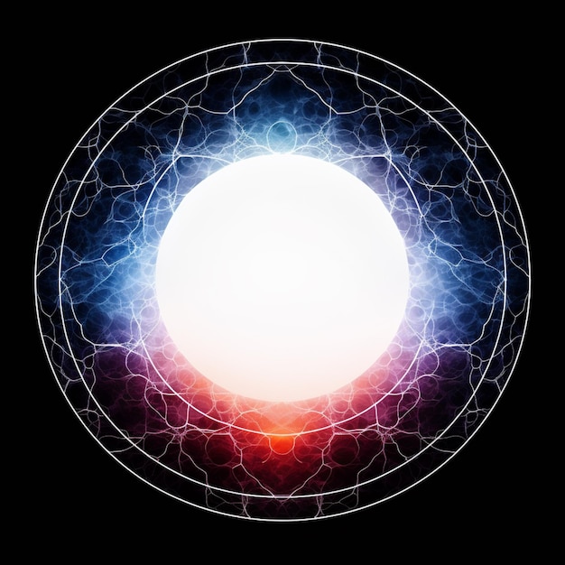 A close up of a circular object with a bright light in the middle generative ai