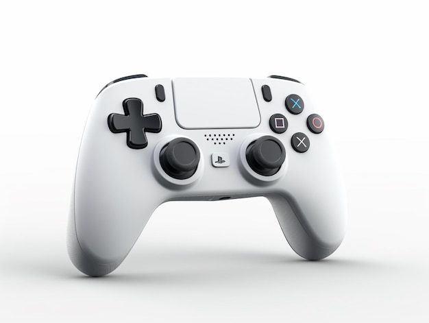 A close up of a white controller with buttons on a white surface generative ai