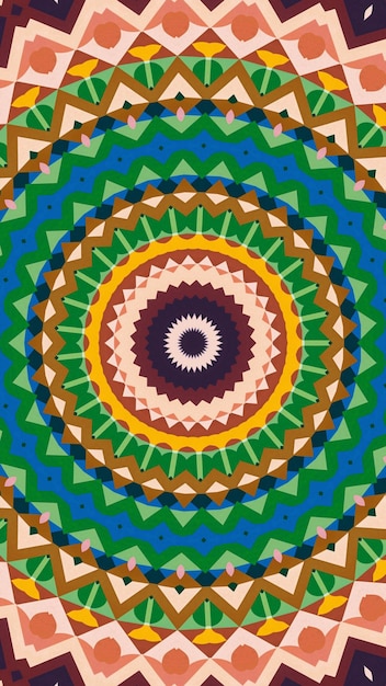 a colorful pattern with a circle of flowers on it