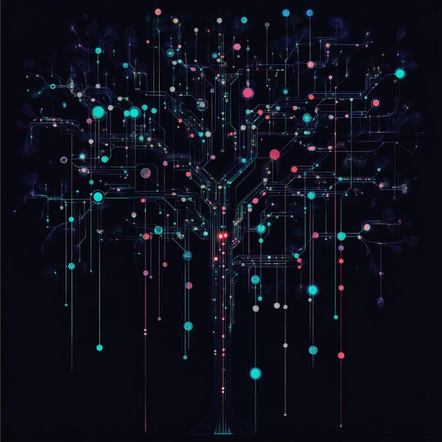 A complex branching structure in a Git repository showcasing feature and release branches