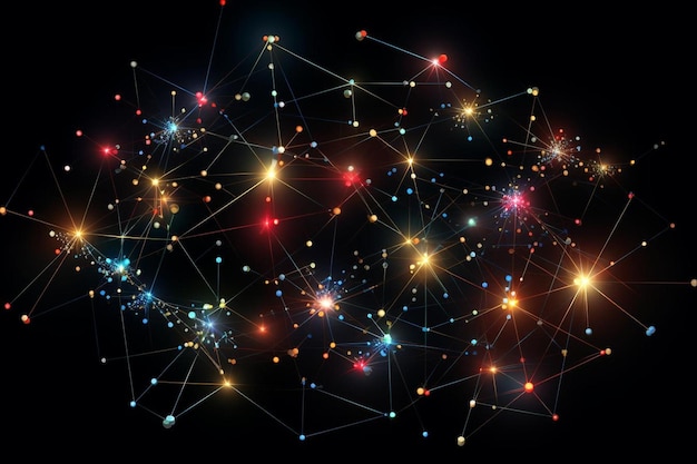 a complex image of a complex complex structure with connected lines and dots
