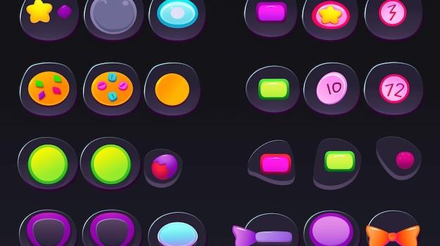 a computer screen with a bunch of colorful buttons on it