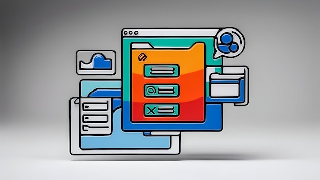 A customizable 3D Flat CRM Dashboard and Customer Data Icon with Blank Space for Custom Branding I