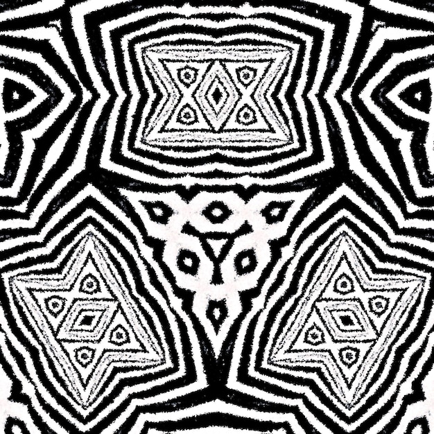 a decorative digital kaleidoscope pattern monochrome