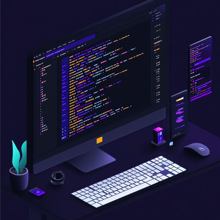 Photo a detailed code editor with a frontend framework like react or vuejs highlighted