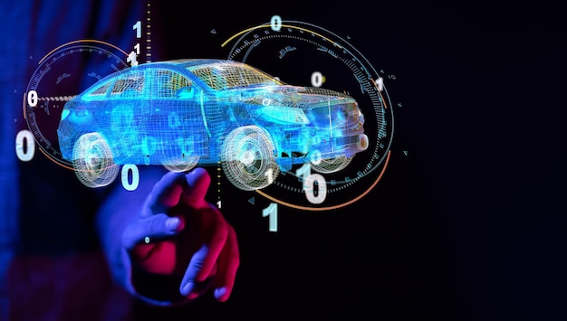 A digital car technology smart in virtuel room