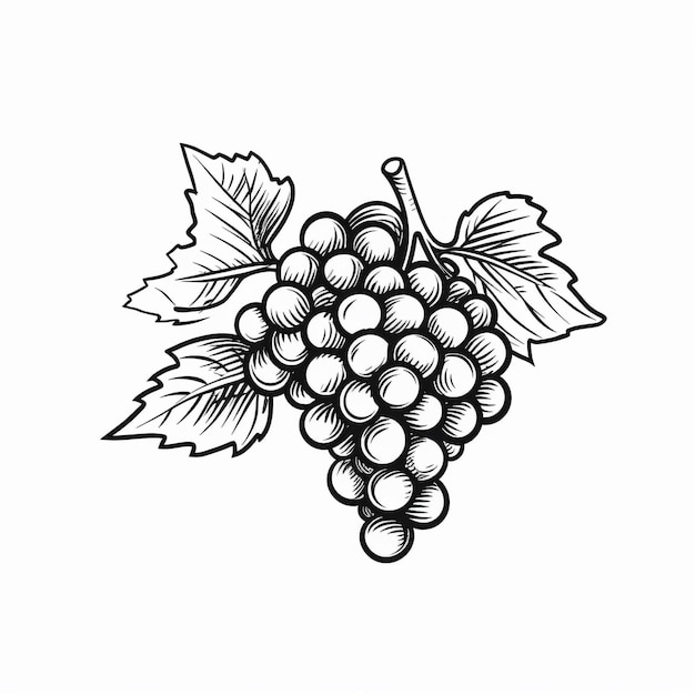 a drawing of grapes with a leaf on the top