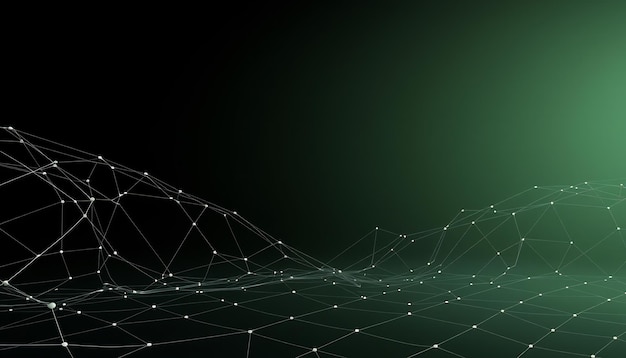 a green light is shining on a black background