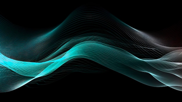 A green wave with a black background