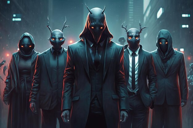 a group of people with masks and the words'night of hell'on the bottom right