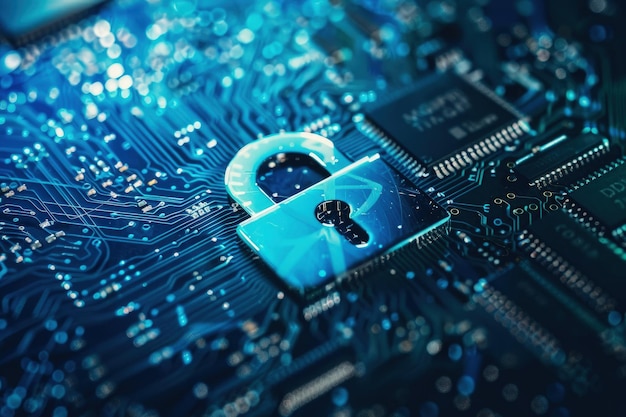 A lock on top of a circuit board