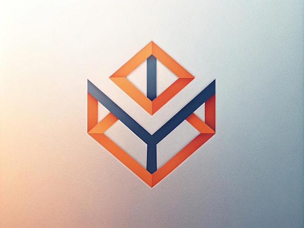 a logo with orange triangles and a blue and orange diamond