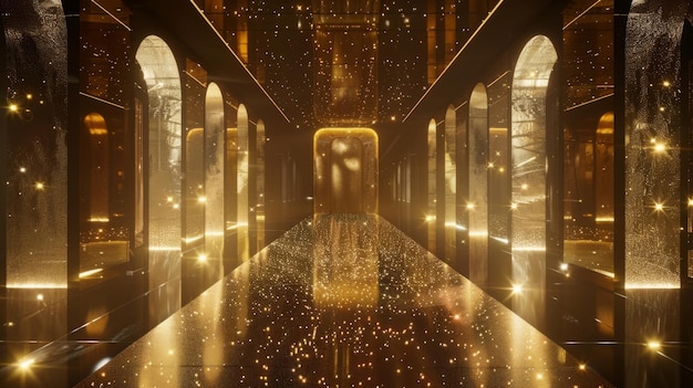 A Long Hallway Illuminated by Lights