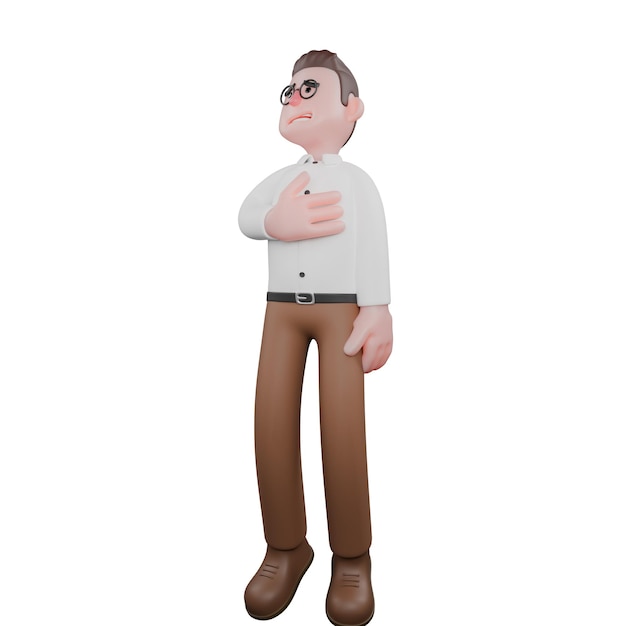 a male sociologist is standing while stroking his chest 3d male sociologist