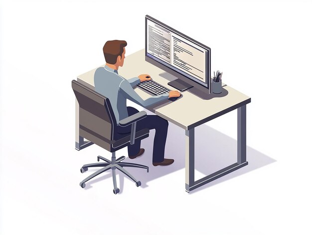 a man is working on a computer with a computer screen showing a web page