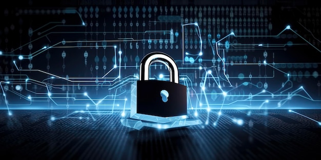 A padlock with a digital background