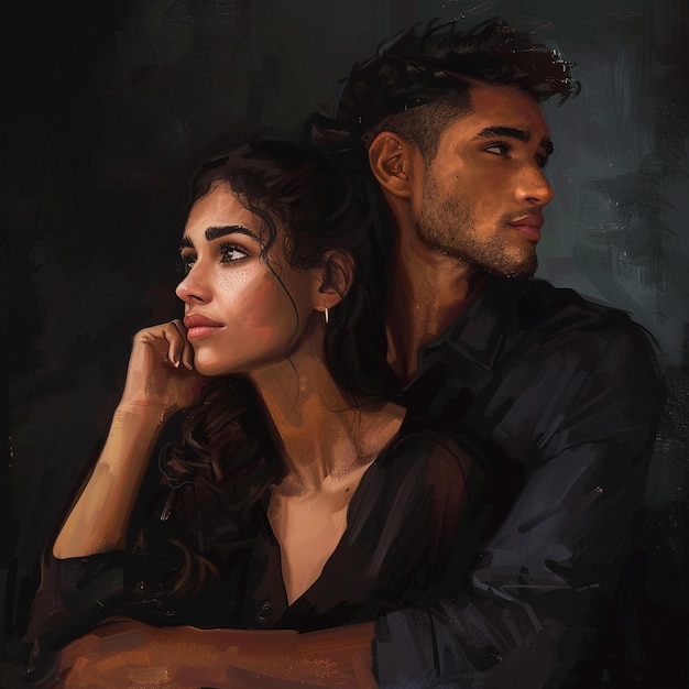 a painting of a woman and a man with a woman