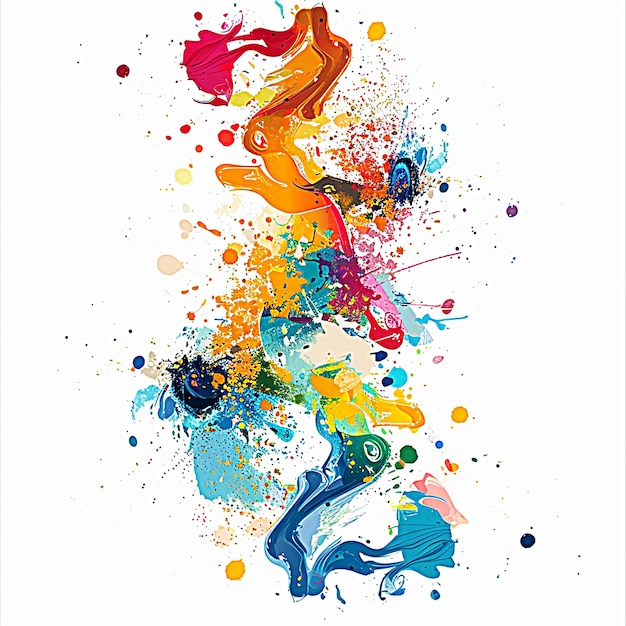 a painting of a woman with colorful hair and a colorful splash of paint