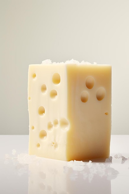 a piece of cheese sitting on top of a table