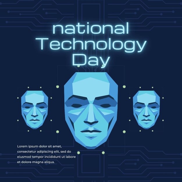 a poster for national technology day with a blue background that says national technology