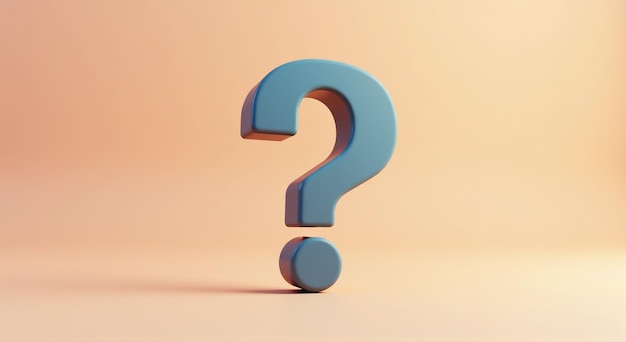 a question mark is on a table with a red background