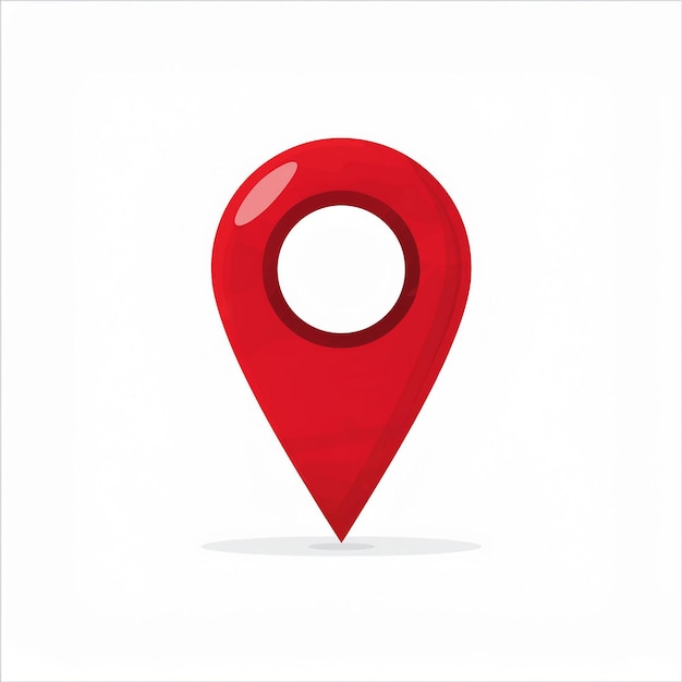 a red pin with a hole in the middle