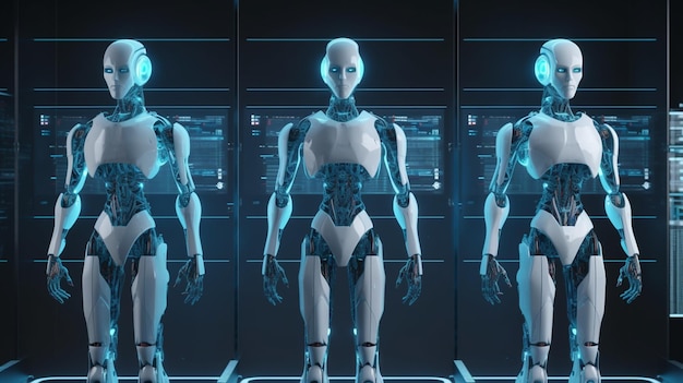 a robot with a blue light on his face and the hands on the sides