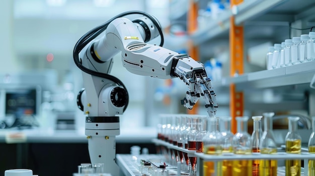 A robotic arm controlled by AI conducts precise experiments in a cuttingedge laboratory The seamless