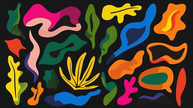 Photo a set of abstract handdrawn shapes in a variety of bright colors