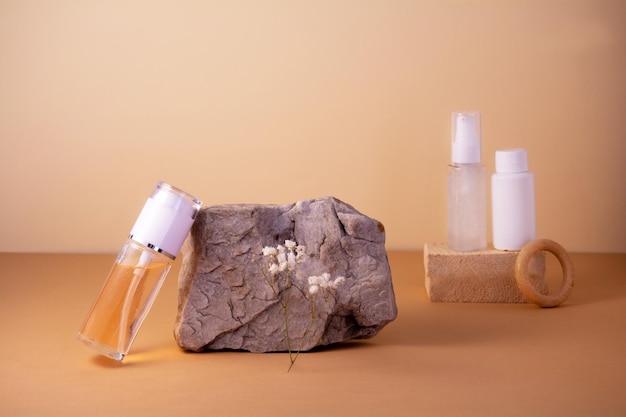 A set of cosmetics with natural materials natural organic cosmetic beauty concept wabi sabi trend