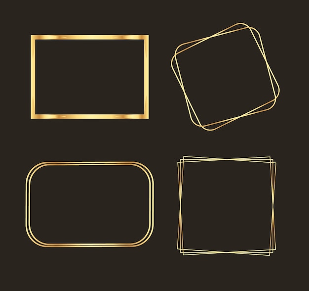 a set of four different images of square frames