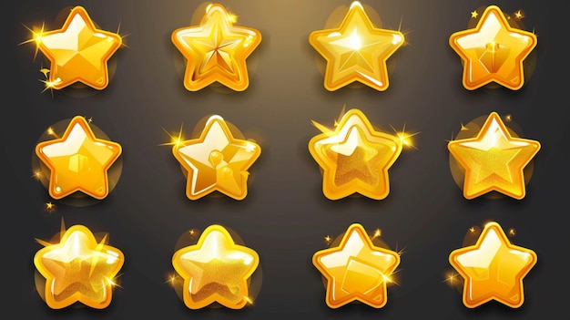 a set of gold stars with a gold border