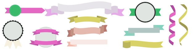 a set of simple decorative elements featuring ribbons balloons borders and banner designs ideal