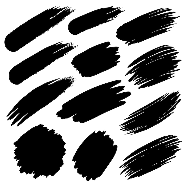 a set of sketch pencil ink brushes shape vector silhouette art isolated on a white background