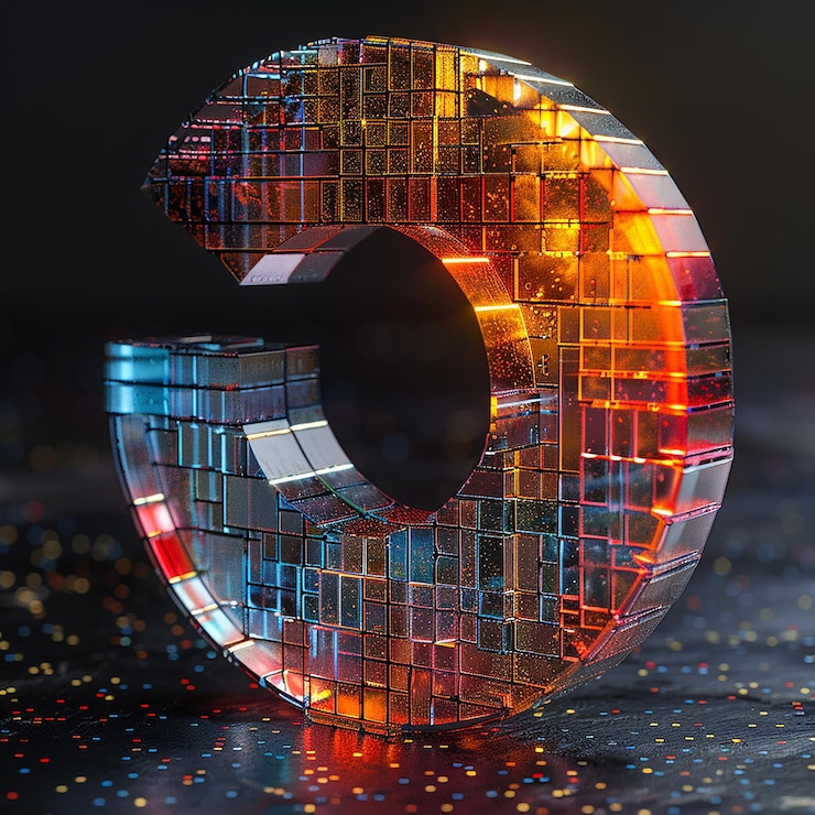 Photo a shiny object with a large letter c on it