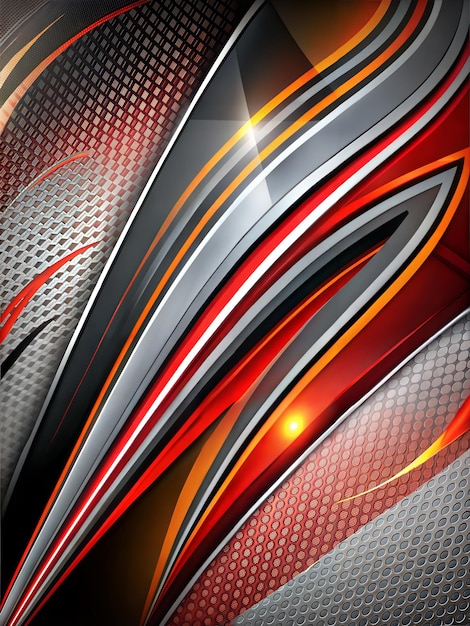 a shiny red and black background with a metallic wave