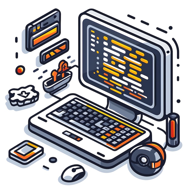 A sleek 3D Flat icon for programming interface and code integration with copy space ideal for webs