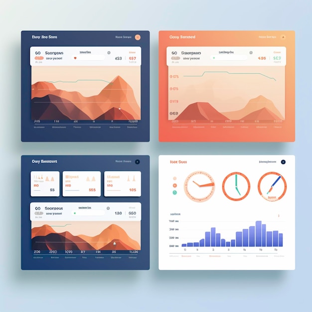 A splitscreen showing two different versions of the same web page or application with graphs