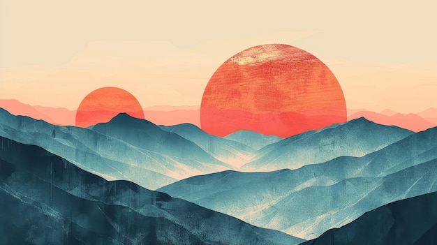 a sunset over the mountains