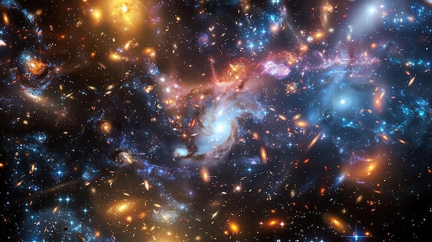 A swirling galaxy with many stars and nebulae
